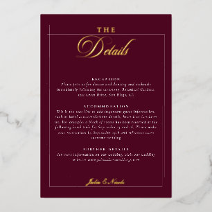 Classic Ivory Burgundy Calligraphy Wedding Details