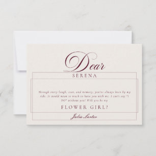 Classic Ivory Burgundy Flower Girl Proposal Cards