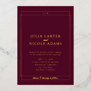 Classic Ivory Burgundy Simple Minimalist Wedding
