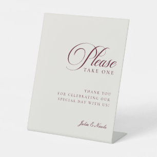 Classic Ivory Burgundy Take A Favour Wedding Sign