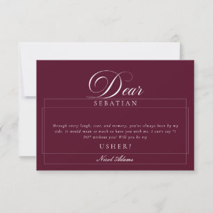 Classic Ivory Burgundy Usher Wedding Proposal Card