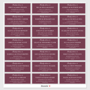 Classic Ivory Burgundy Wedding Guest Address Label