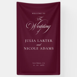 Classic Ivory Burgundy Welcome Wedding Banner Sign