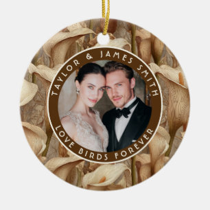 Classic Ivory Calla Lilies Flower Boho Wedding Ceramic Ornament