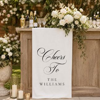 Classic Ivory Calligraphy Cheers To Wedding Banner