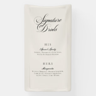 Classic Ivory Calligraphy Signature Drinks Menu Banner