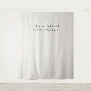Classic Ivory Calligraphy Wedding Backdrops Banner Tapestry