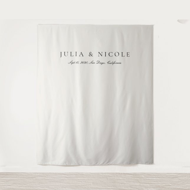 Classic Ivory Calligraphy Wedding Backdrops Banner Tapestry (Front)
