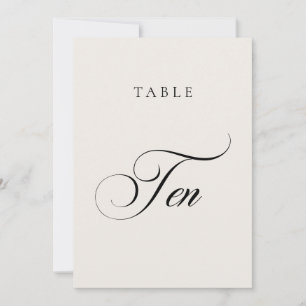 Classic Ivory Calligraphy Wedding Table Number