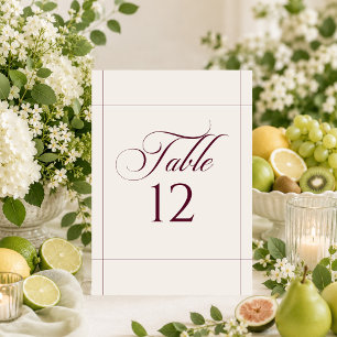 Classic Ivory Choco Brown Calligraphy Table Number