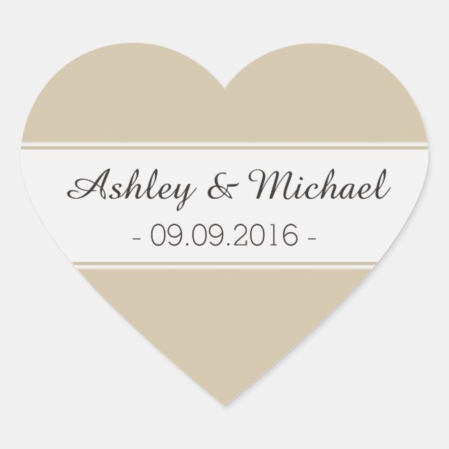 Classic Ivory Cream Save the Date Heart Sticker (Front)