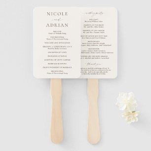 Classic Ivory Elegant Wedding Program Hand Fan