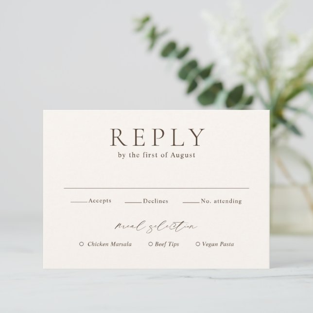 Classic Ivory Elegant Wedding RSVP Card (Standing Front)