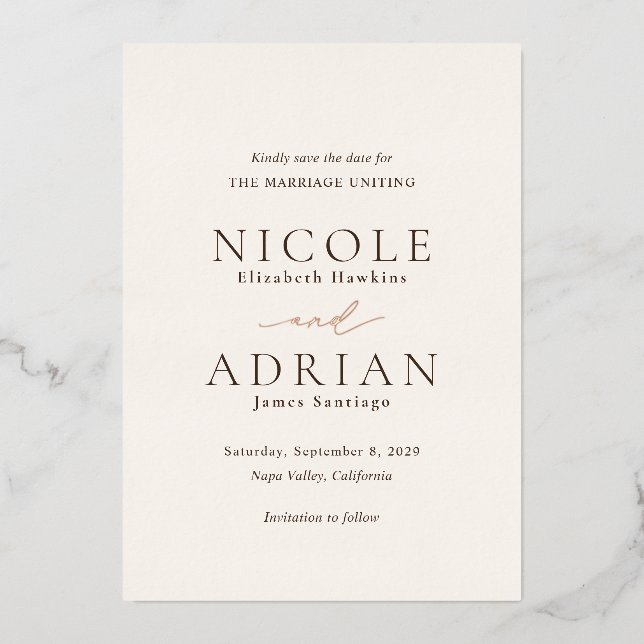 Classic Ivory Elegant Wedding Save the Date (Front)