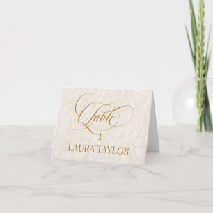 Classic Ivory Gold Floral Wedding Place  Card
