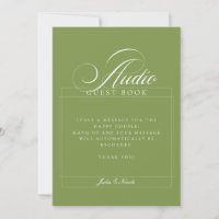 Classic Ivory Green Audio Guest Book Wedding Sign