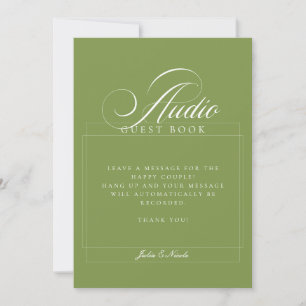 Classic Ivory Green Audio Guest Book Wedding Sign Invitation