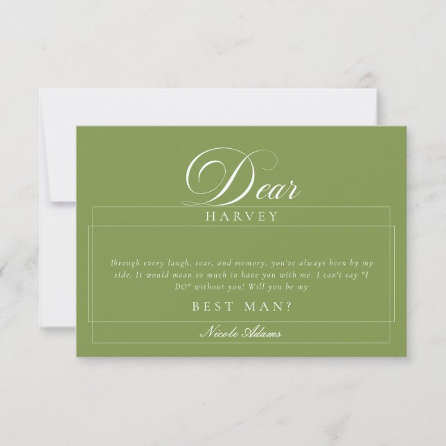 Classic Ivory Green Best Man Proposal Cards (Front)