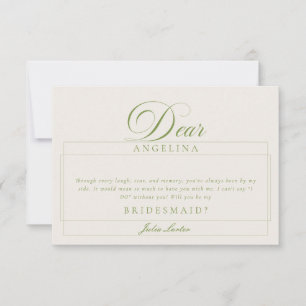 Classic Ivory Green Bridesmaid Proposal Cards