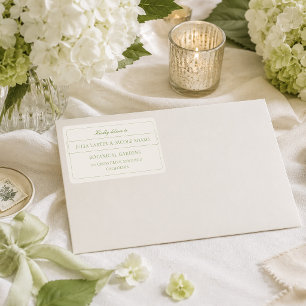 Classic Ivory Green Calligraphy Address Labels