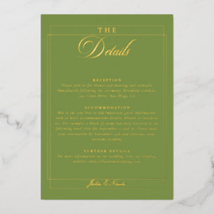Classic Ivory Green Calligraphy Wedding Details