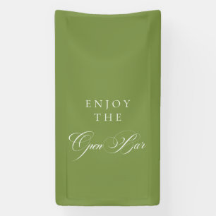 Classic Ivory Green Calligraphy Wedding Open Bar Banner
