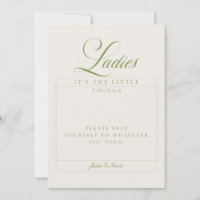 Classic Ivory Green Ladies Bathroom Basket Sign