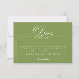 Classic Ivory Green Matron of Honour Proposal Card