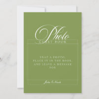 Classic Ivory Green Photo Guest Book Wedding Sign