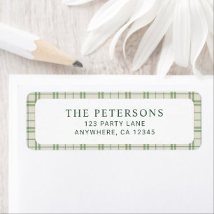 Classic Ivory & Green Plaid Christmas Address Return Address Label