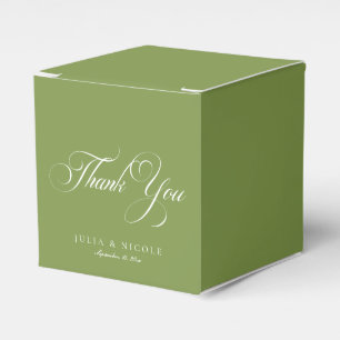 Classic Ivory Green Sweet Thank You Wedding Favour Box