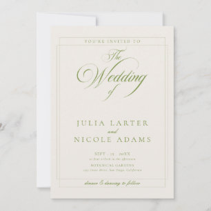 Classic Ivory Green Wedding Details Web QR Code Invitation
