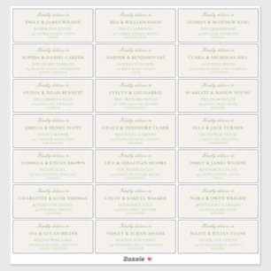 Classic Ivory Green Wedding Guest Address Labels