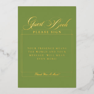 Classic Ivory Green Wedding Guest Book Sign