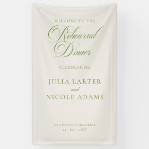 Classic Ivory Green Wedding Rehearsal Dinner Banner
