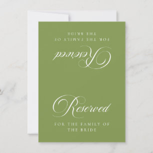 Classic Ivory Green Wedding Reserved Table Card