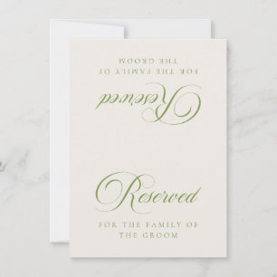 Classic Ivory Green Wedding Reserved Tabletop Sign Invitation