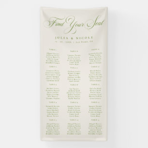 Classic Ivory Green Wedding Seating Chart Sign