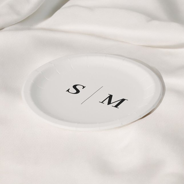 Classic Ivory Monogram Wedding Paper Plate (Creator Uploaded)