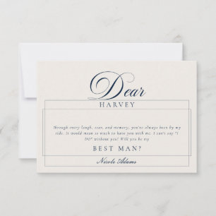 Classic Ivory Navy Blue Best Man Proposal Cards