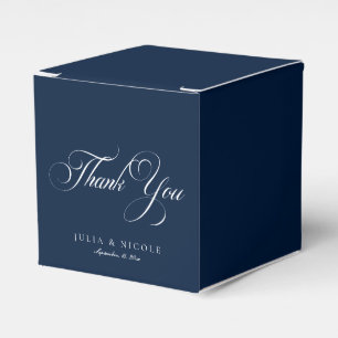 Classic Ivory Navy Blue Sweet Thank You Wedding Favour Box