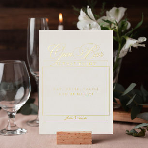 Classic Ivory Off White Wedding Open Bar Sign