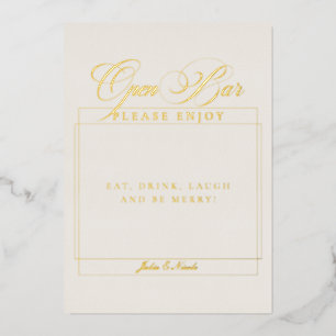 Classic Ivory Off White Wedding Open Bar Sign