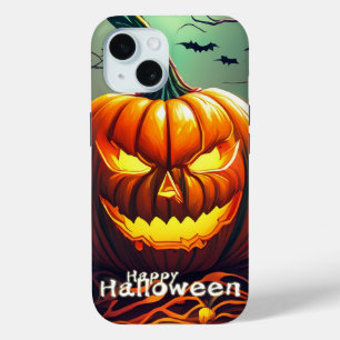 Classic Jack-o-Lantern Bats Twisted Tree Art iPhone 15 Case
