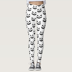 Classic Jack-o-lantern pumpkin face Black & White Leggings
