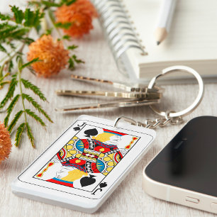 Classic Jack of Spades Poker Card Key Ring