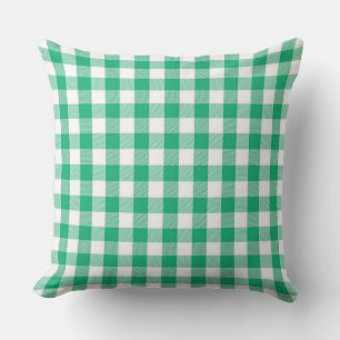 Classic Jade Green Gigham Pattern Throw Pillow