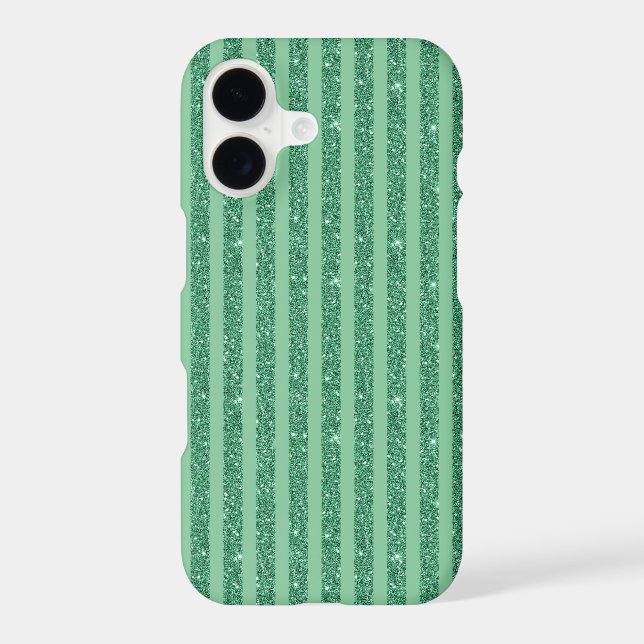 Classic Jade Green Glitter Style Vertical Stripes (Back)