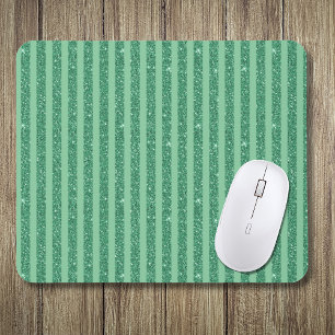 Classic Jade Green Glitter Style Vertical Stripes Mouse Pad