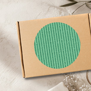 Classic Jade Green Glitter Style Vertical Stripes Round Sticker